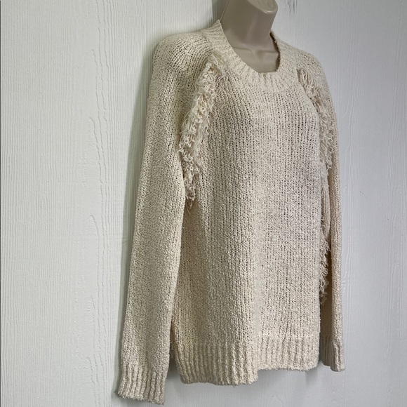 Madewell - Ivory Loop Edge Long Sleeve Chunky Crewneck Sweater Size Large - Picture 4 of 11
